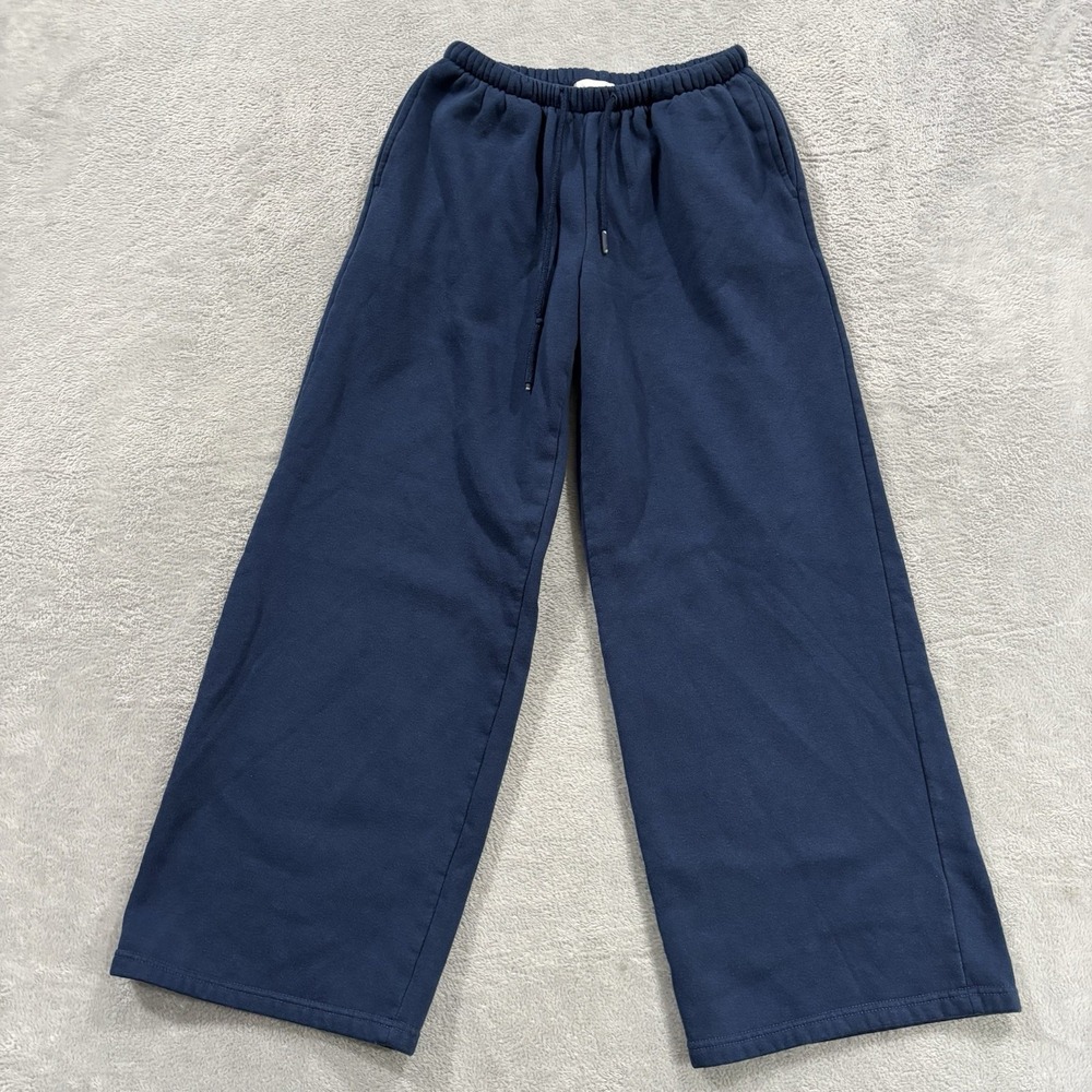 Chrome Riot Wide Leg Sweatpants Women S Elastic Waist Gym Blue Lounge Y2K